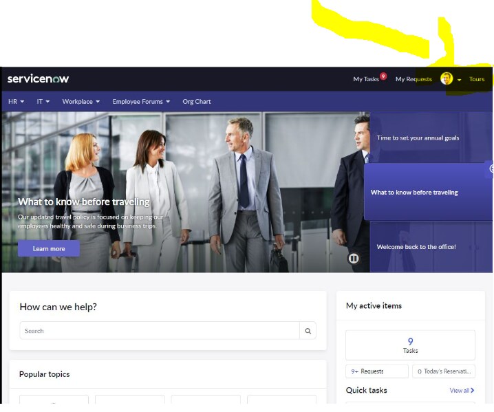 How to hide Tours option in ESC portal, please adv... - ServiceNow ...