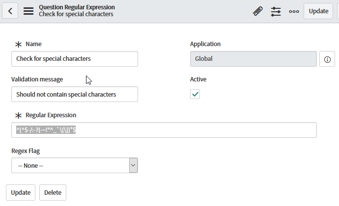 Field validation: Does not contain - ServiceNow Community