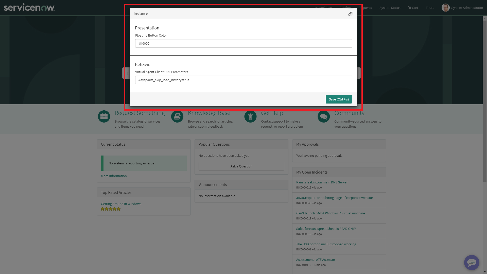 Adding instance options to directly embedded Servi... - ServiceNow ...