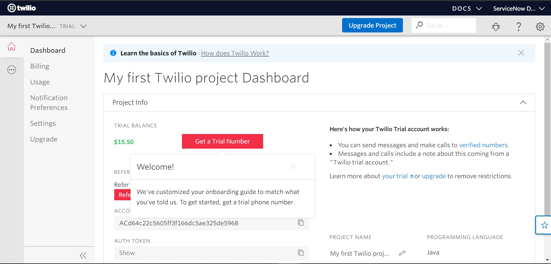 Setting up Twilio - How to read the Docs - Twilio ... - ServiceNow ...