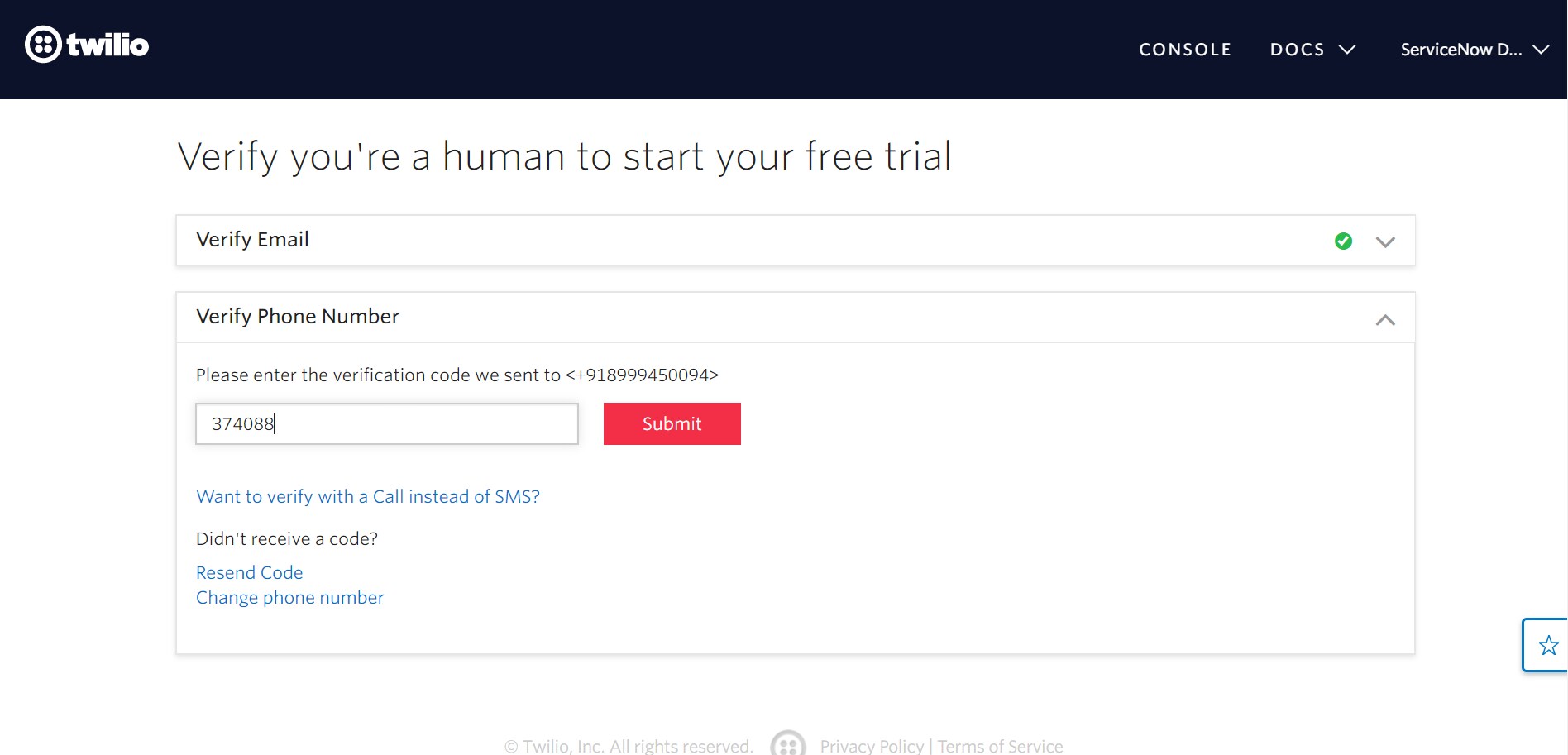 Setting up Twilio - How to read the Docs - Twilio ... - ServiceNow ...