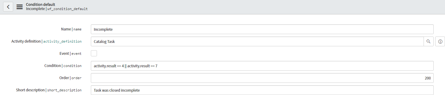 Workflow Catalog Task condition(s) - ServiceNow Community