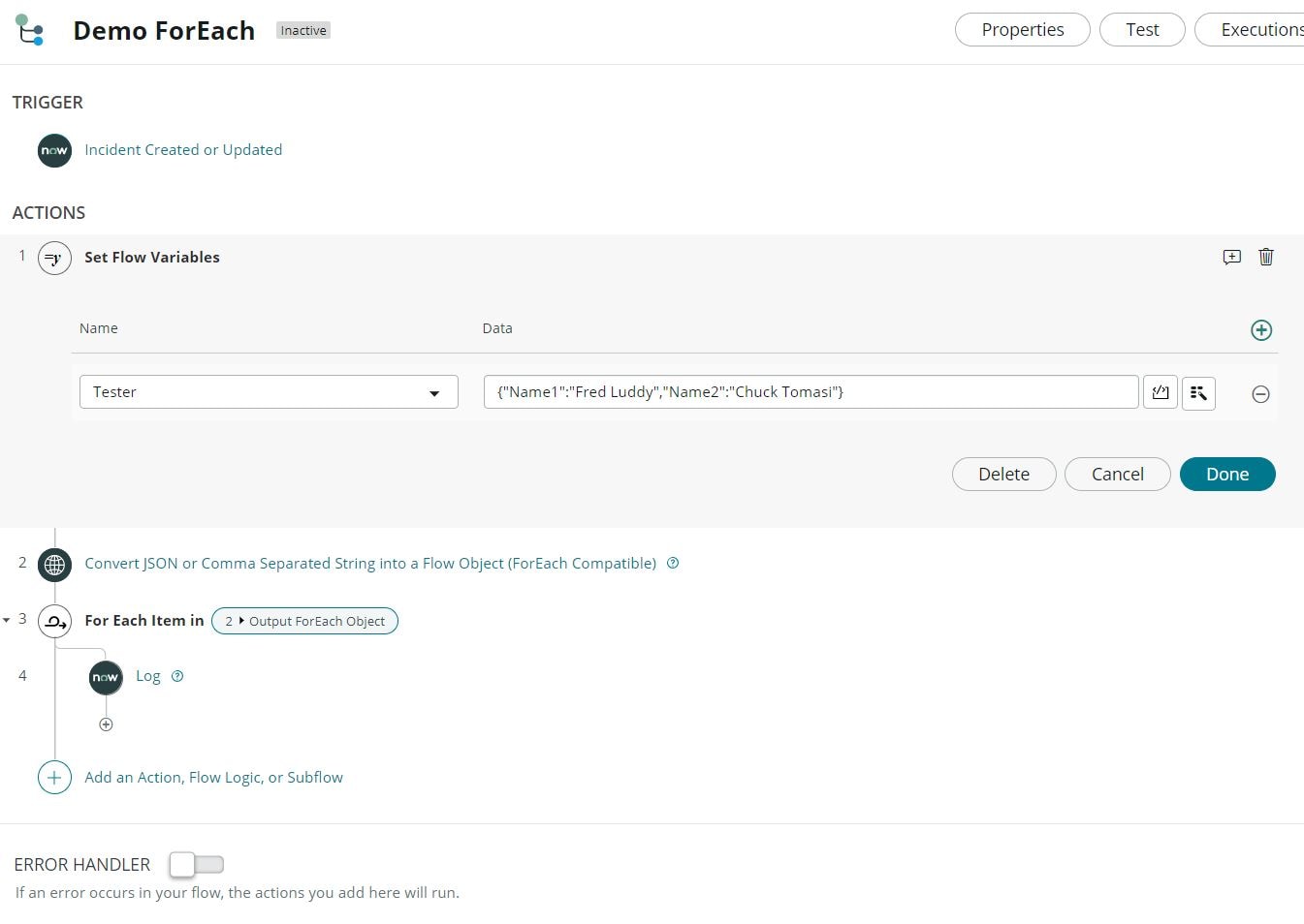 Flow Designer - For Each/ ForEach Converter - JSON... - ServiceNow ...