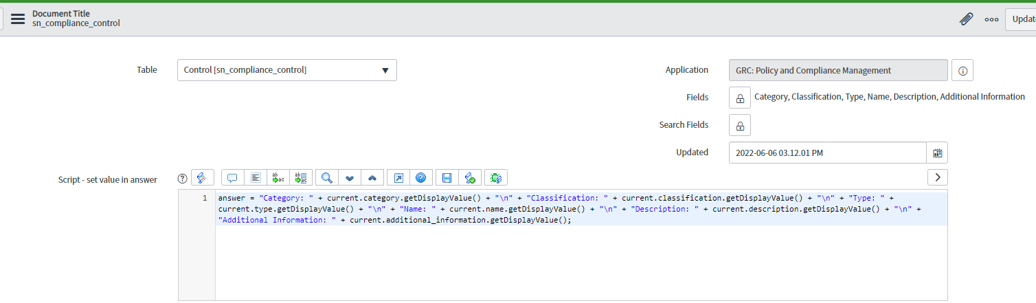 How to configure the document header for Control A... - ServiceNow ...