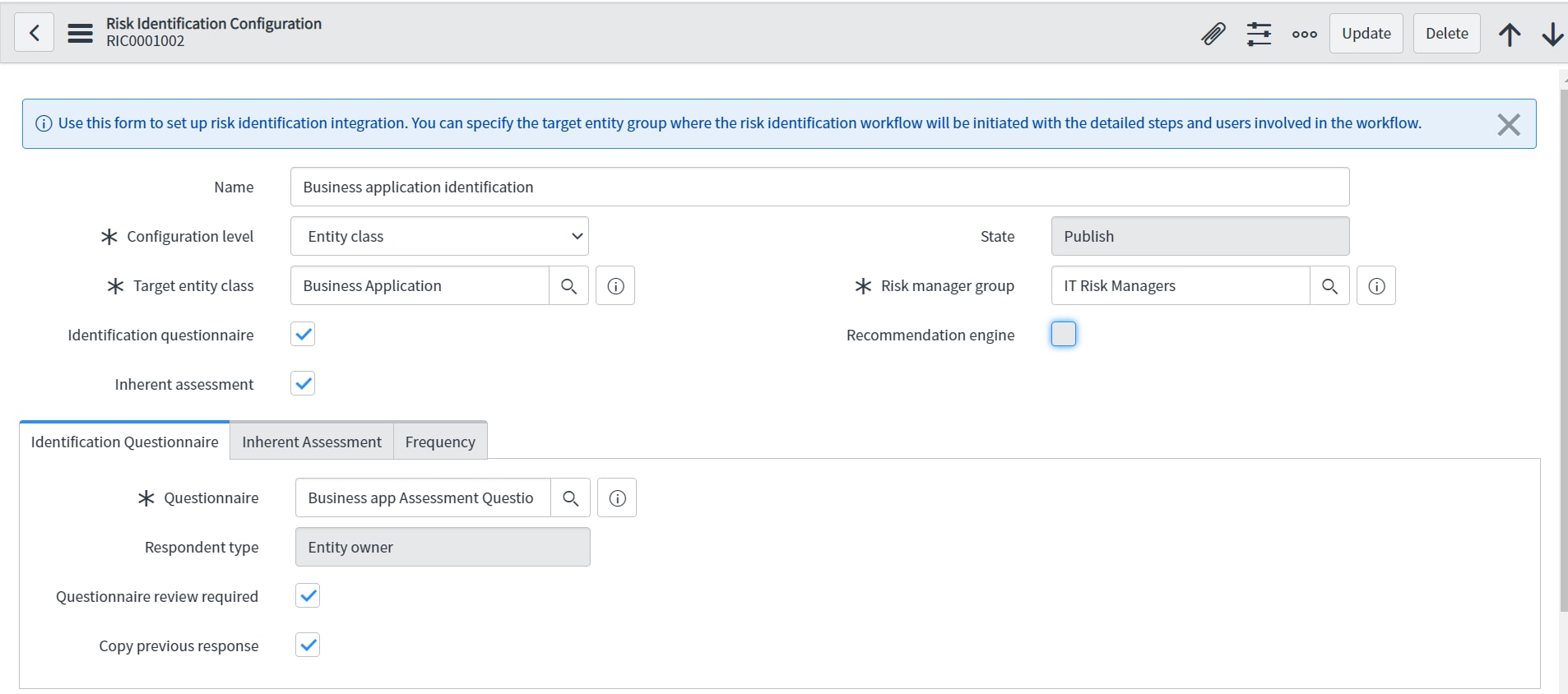 Unable to initiate Questionnaire for a Risk identi... - ServiceNow ...