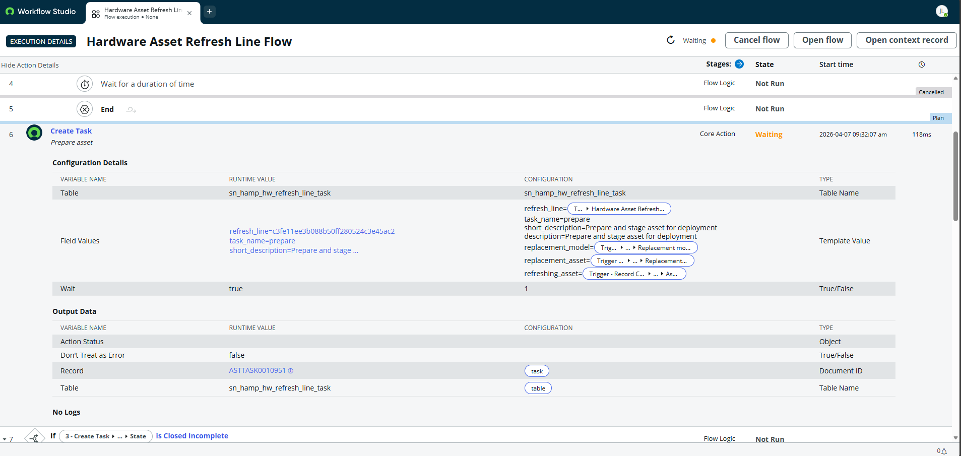Hardware Asset Refresh Line Flow - waiting for... ... - ServiceNow ...