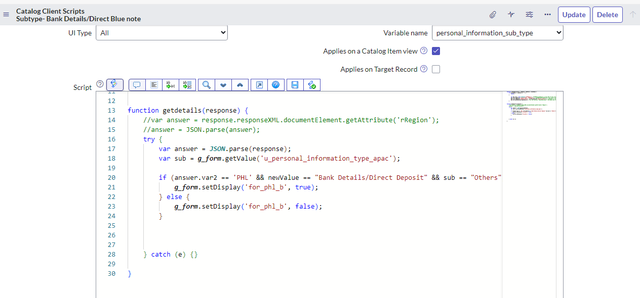 Catalog client script not working - ServiceNow Community