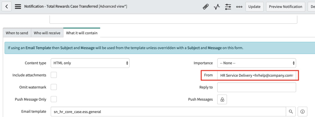 Defining "From" Email Field on Email Notifications - ServiceNow Community