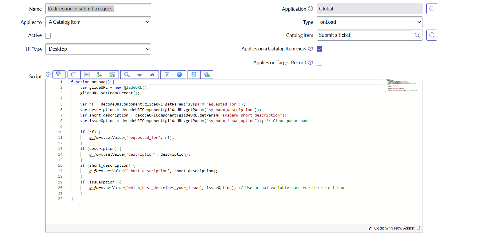 client script is not working and copying the varia... - ServiceNow ...