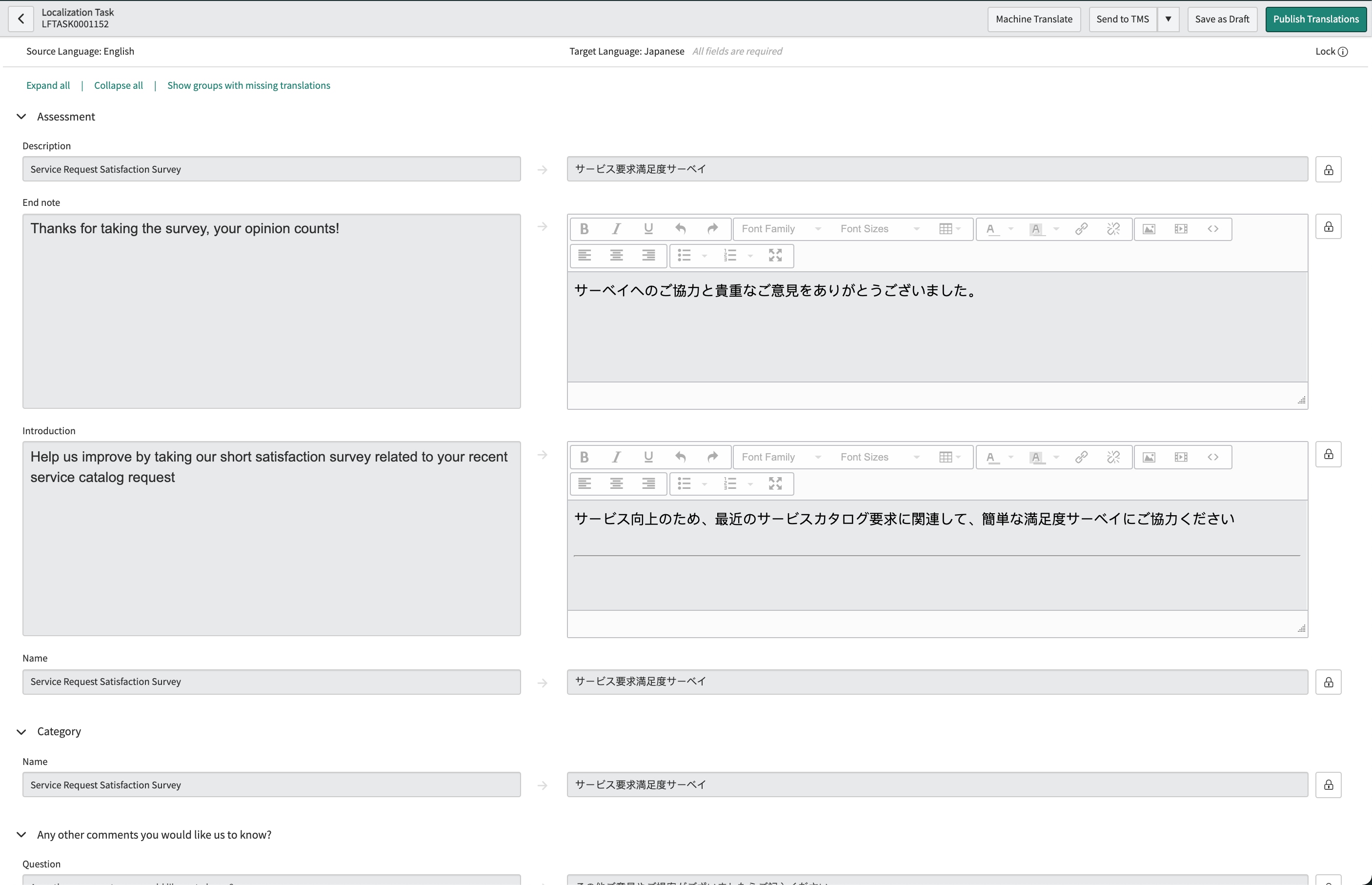 Surveys / Assessments and how to translate them - ServiceNow Community