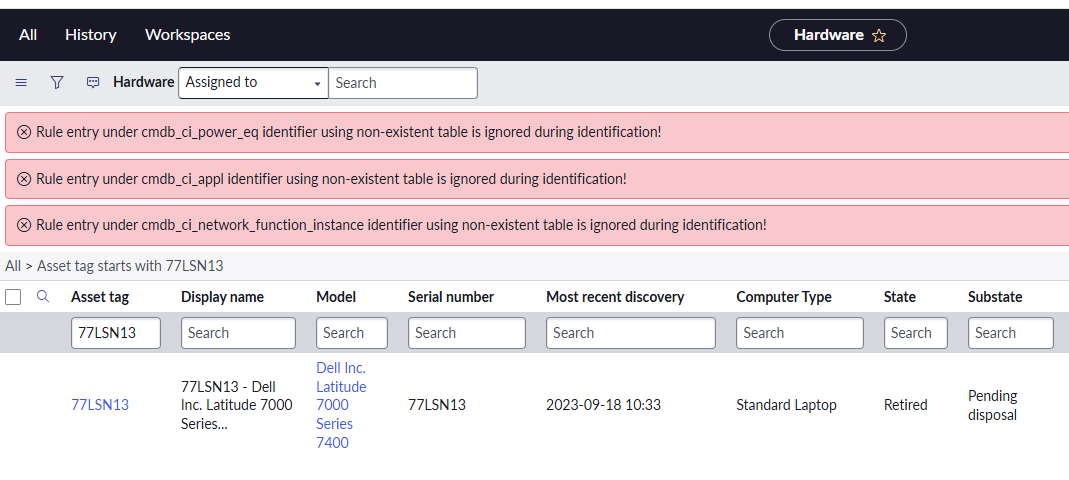 Solved: CMDB error non-existing - ServiceNow Community
