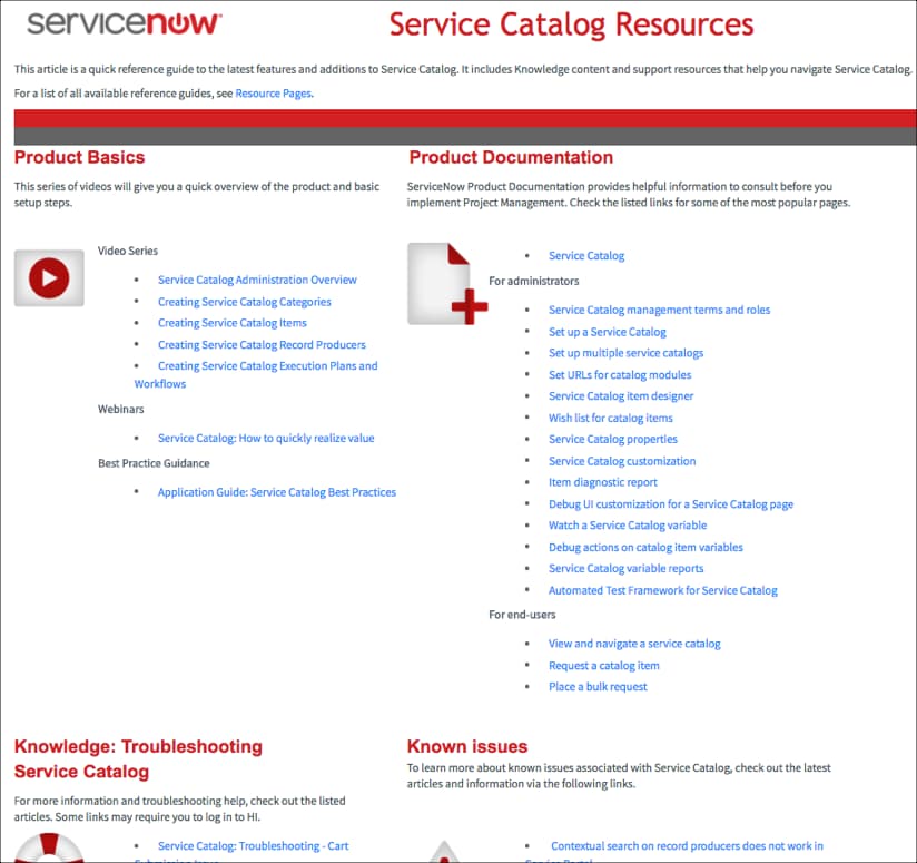 All New Service Catalog Resource Page ServiceNow Community