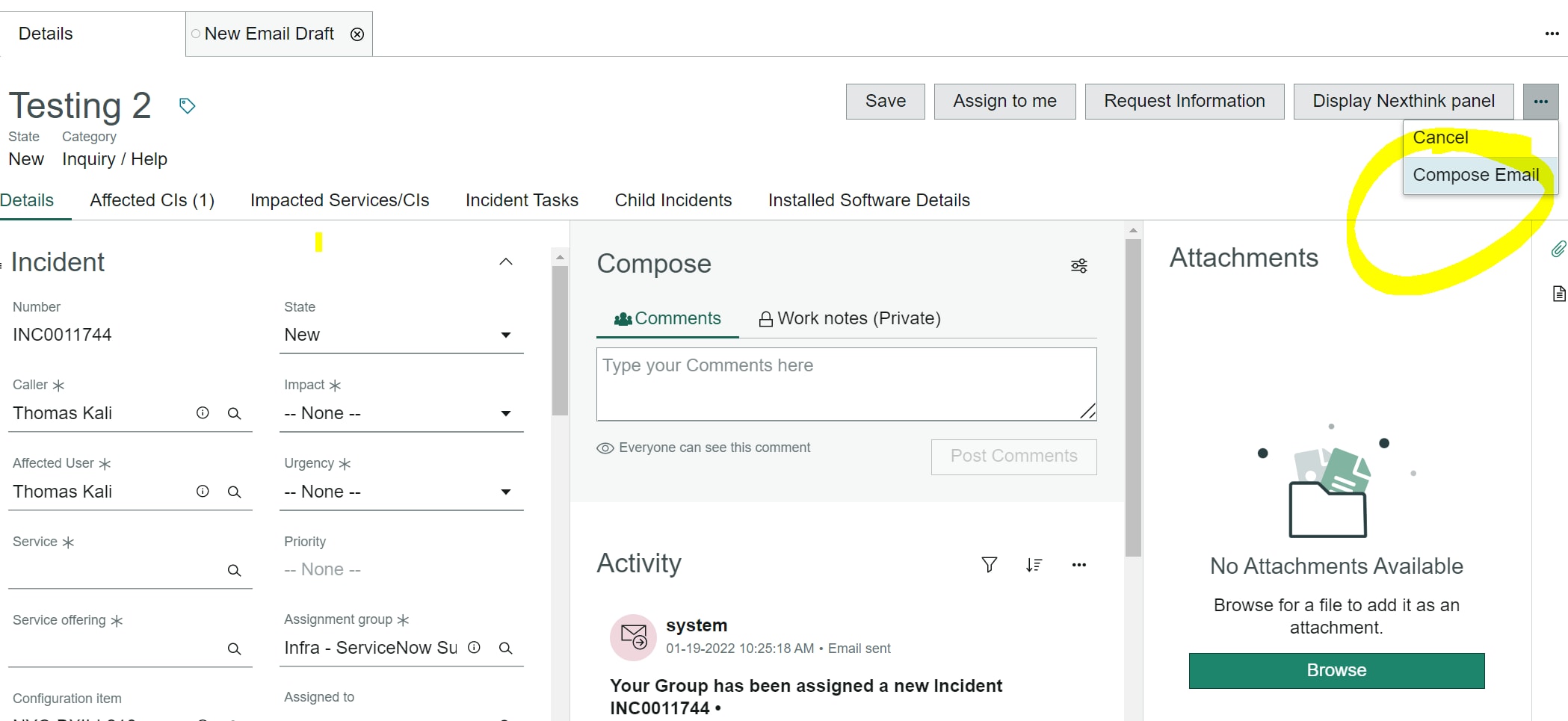 How to set subject of Compose email in Agent works... - ServiceNow ...