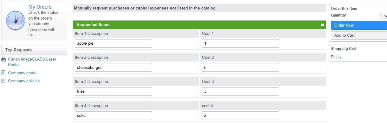 How to create a catalog item with a user specified... - ServiceNow ...