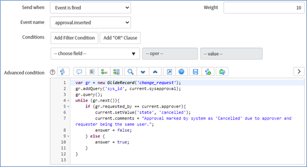 Solved: Change - Prevent Requester from Approving - ServiceNow Community