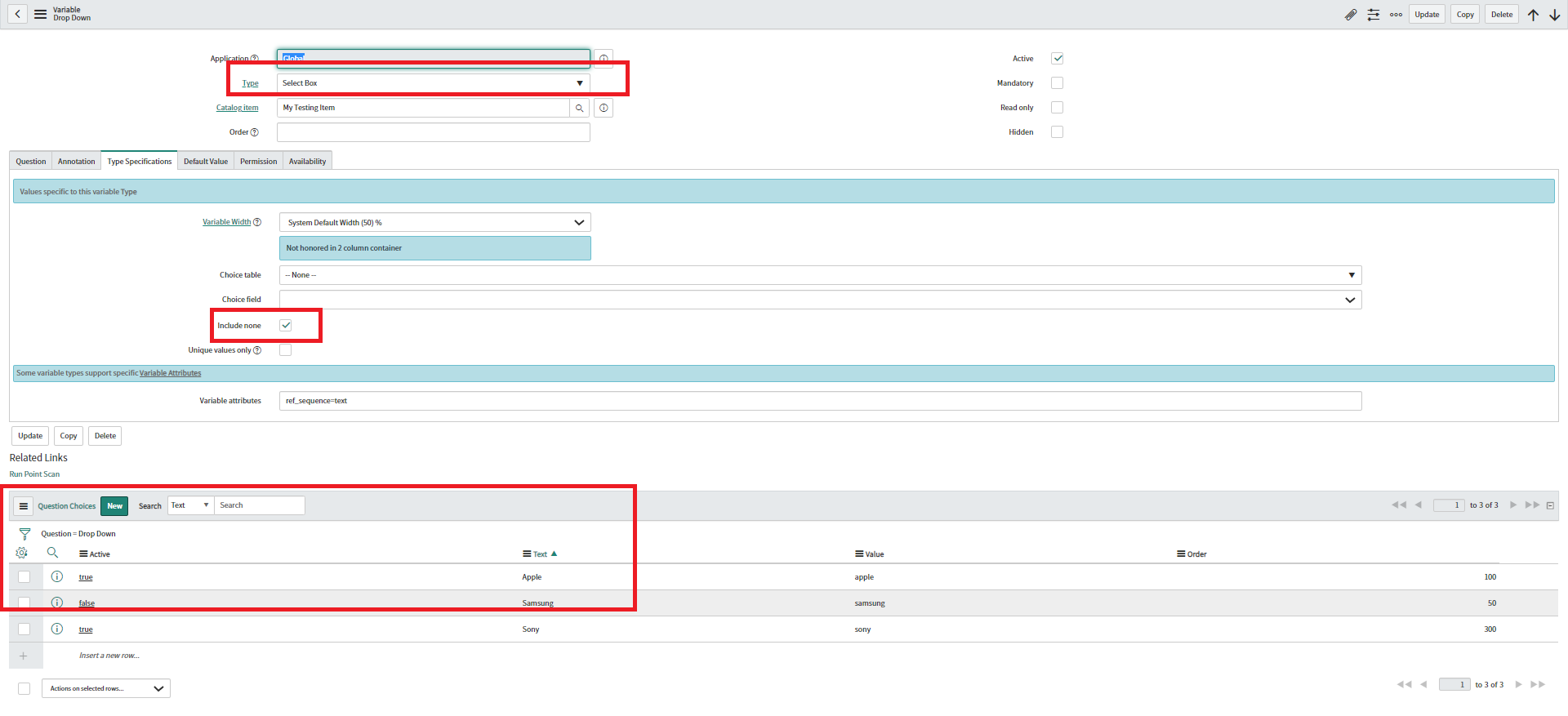 Solved Dropdown Variable for catalog item ServiceNow Community
