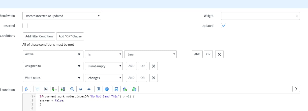 Solved: Advanced Condition on Notification : Do not send o... - Page 2 ...