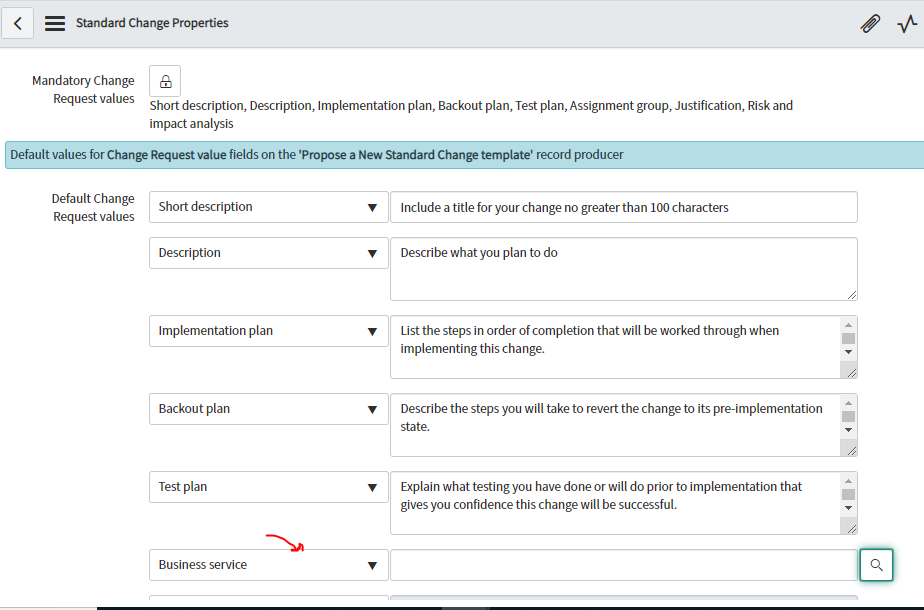 Reference Qualifer on Standard Change template fie... ServiceNow