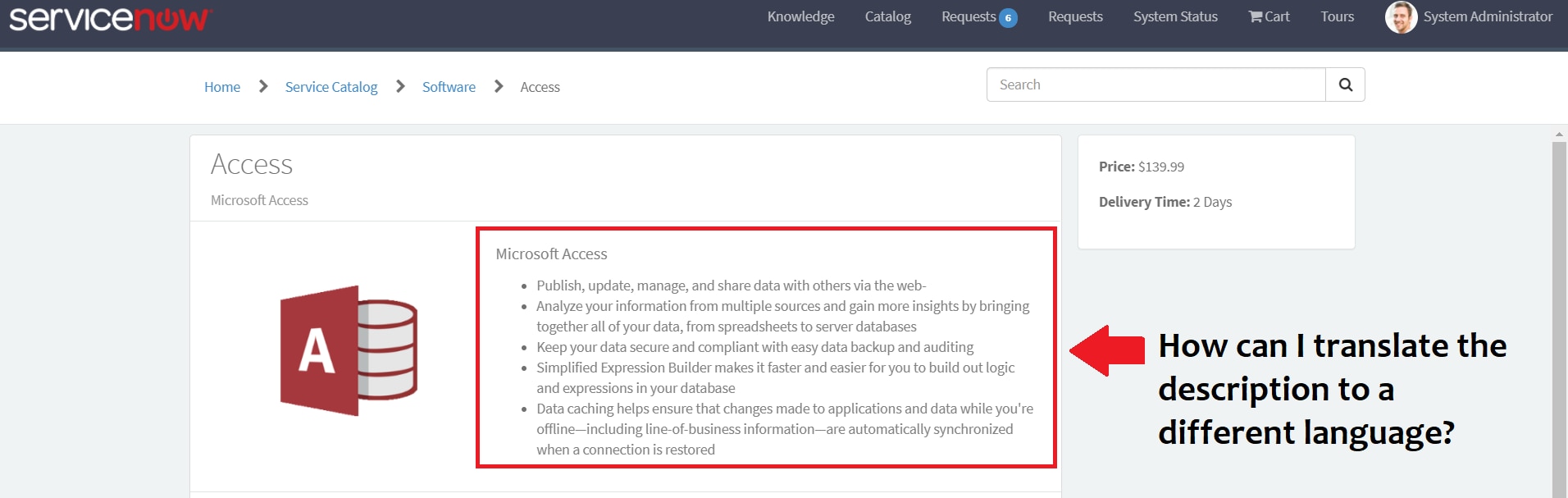 Solved How to translate the description of Catalog Item? ServiceNow
