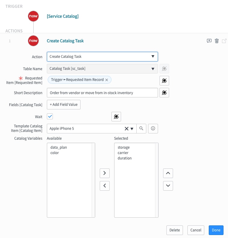 Solved how to add variable to the particular catalog task