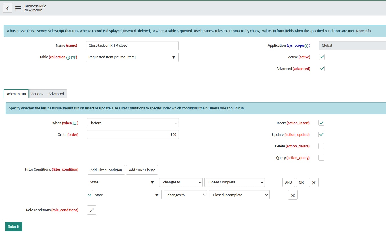 Solved How to auto close catalog task if RITM is closed c
