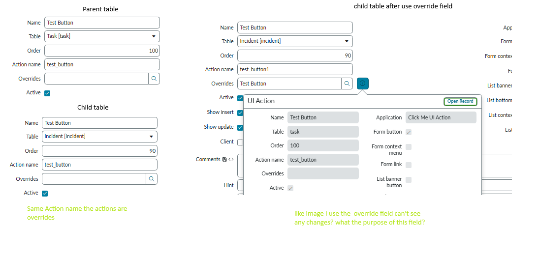 UI Action Override Field Not Working – What Is Its... - ServiceNow ...