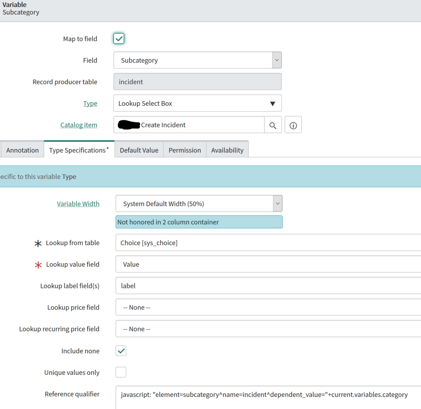 CategorySubcategory dependency in Service Catalog... ServiceNow