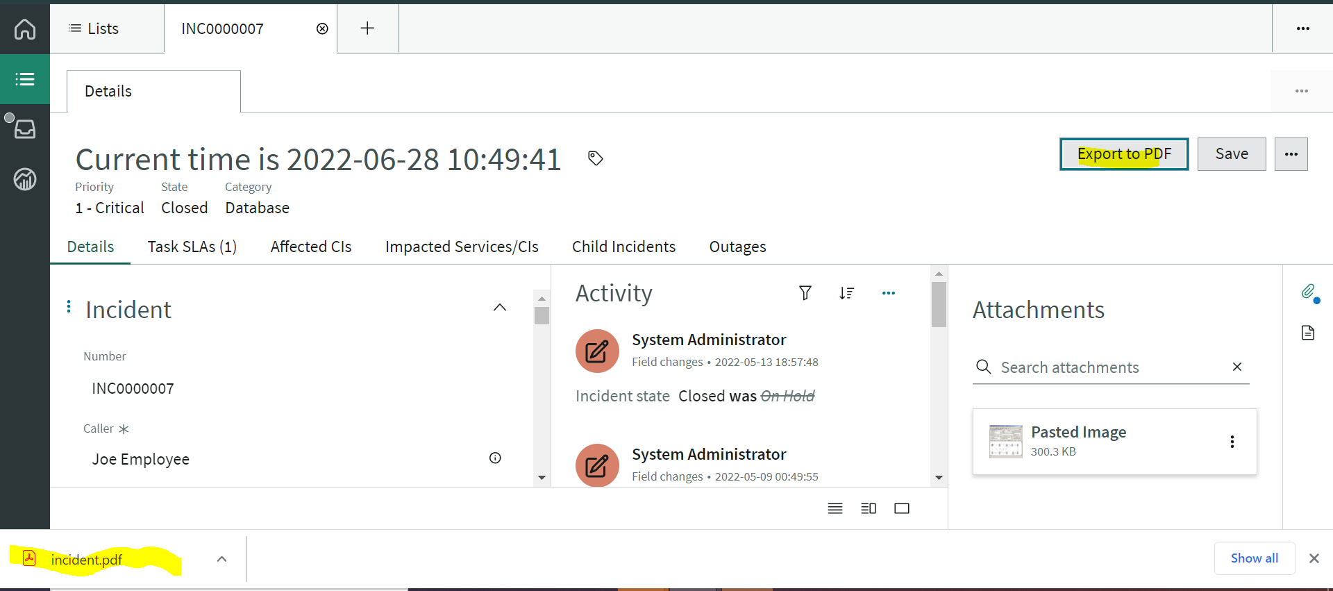 Export To Pdf In Agent Workspace Form View With Ex Servicenow