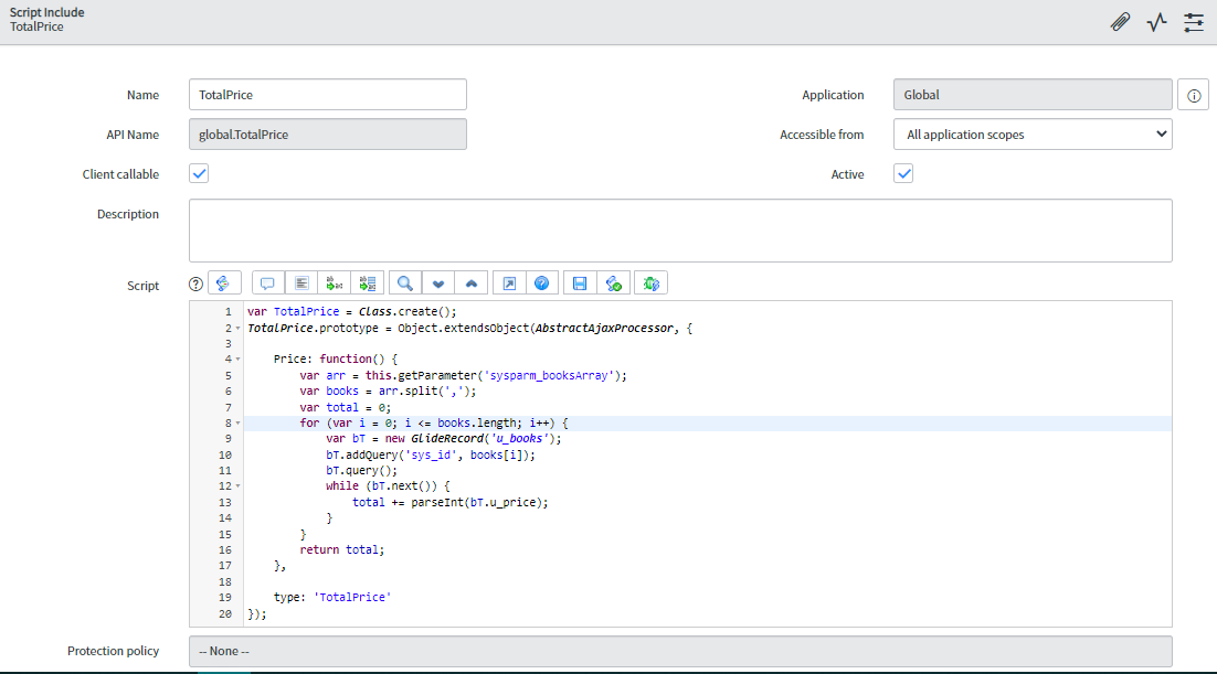 Calculate and set total price of selected items in... - ServiceNow ...