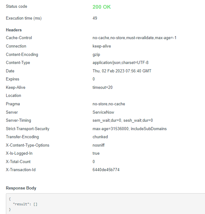 Rest API Explore Get Response always Empty - ServiceNow Community