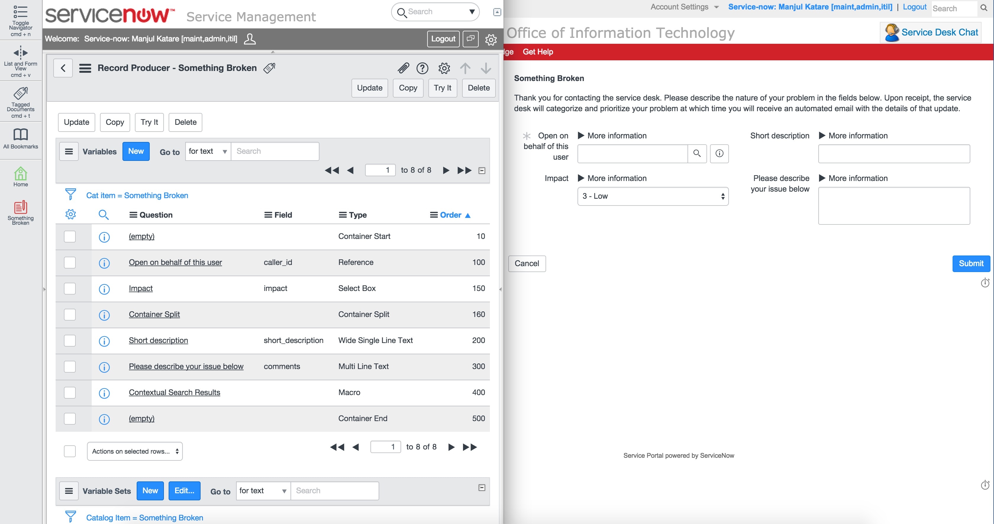 Change layout of record producer - columns? - ServiceNow Community