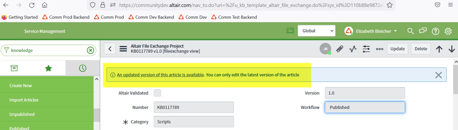 Warning message that is displayed when trying to a... - ServiceNow ...