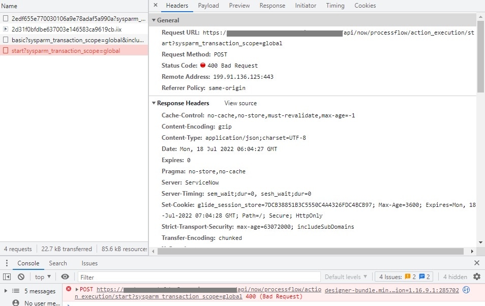 Getting error "A dynamic action error occurred." w... - ServiceNow ...