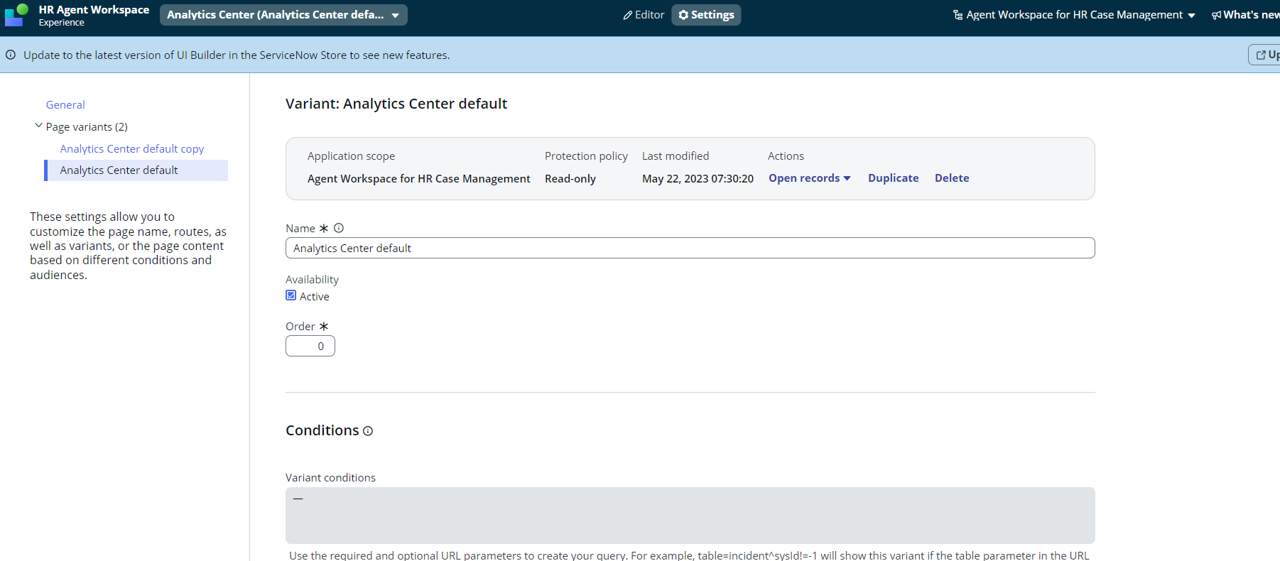 Can we inactivate OOB Page variant in UI Builder - ServiceNow Community