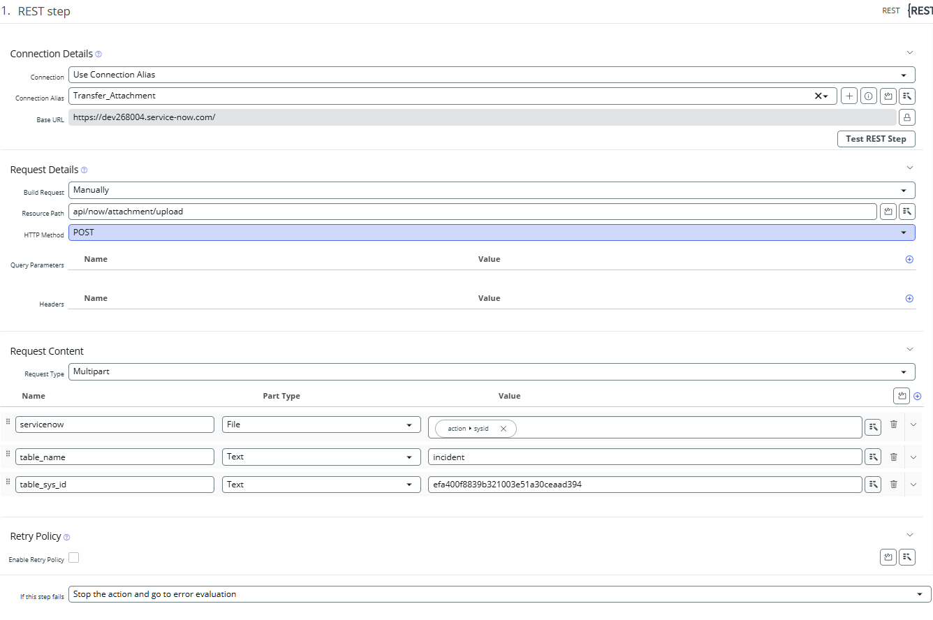 Transfer Multipart form/data attachments between S... - ServiceNow ...