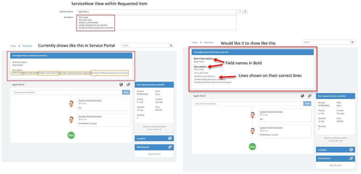 Servicenow Label Field Solved: How can I format the Description field within widg ...