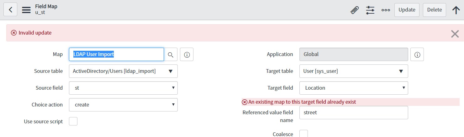 LDAP Transform Mapping Error : "An existing map t... - ServiceNow Community