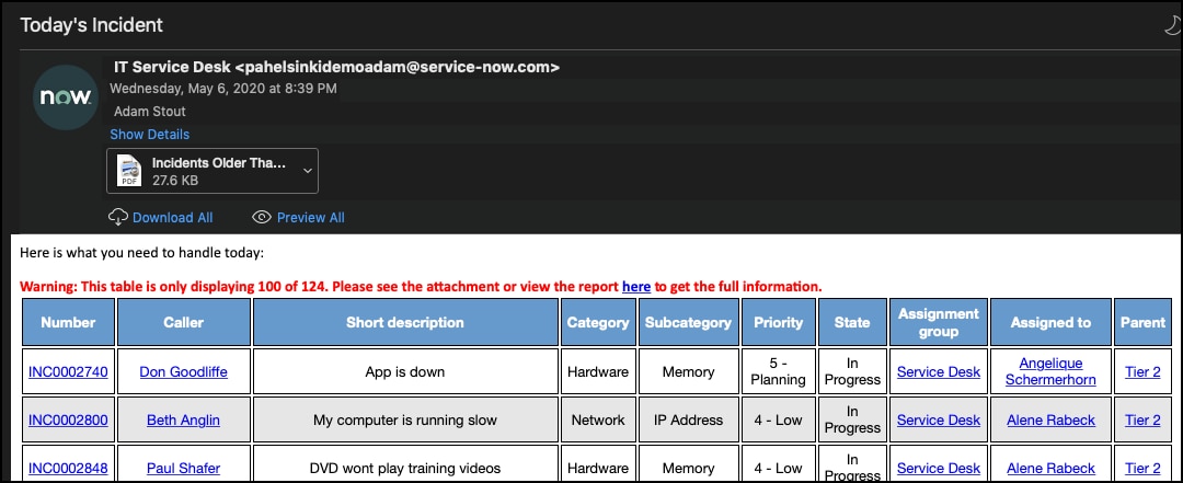 Embed List Reports in a Scheduled Report Email - ServiceNow Community