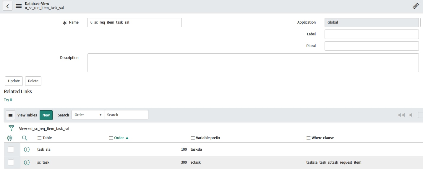 Solved: Need help on database view to join sc_req_item, sc ...
