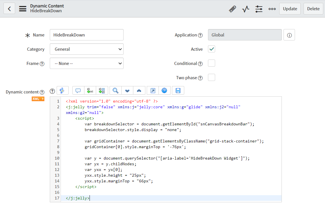 How to Hide/Show Dashboard Breakdown Filter for Sp... - ServiceNow ...