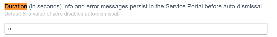 Solved: Increase time for Error Message at service portal - ServiceNow ...