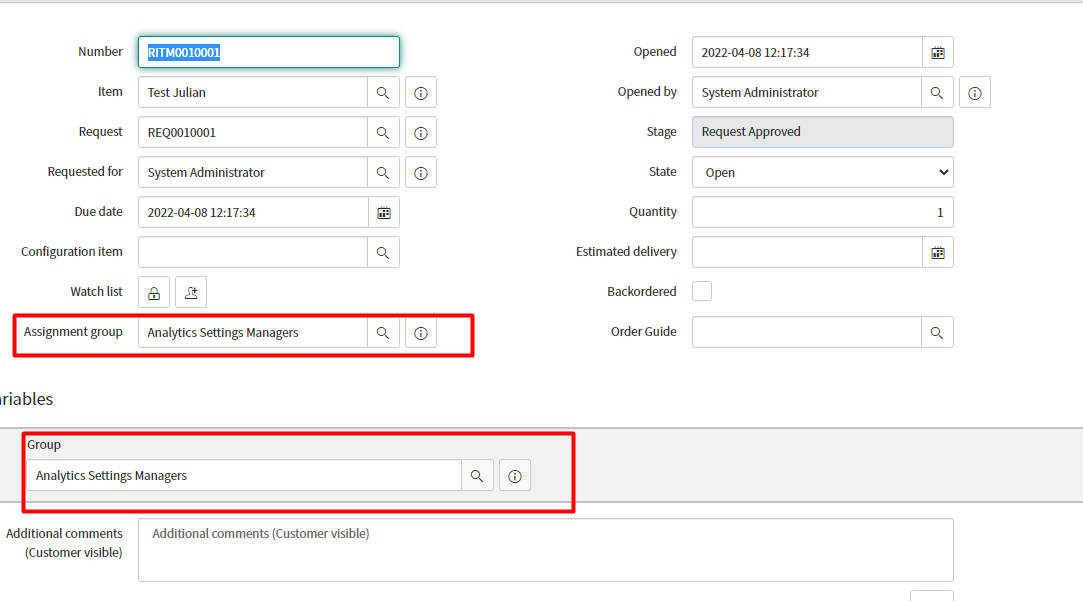 Assign ticket to group based on catalog variable (... - ServiceNow ...