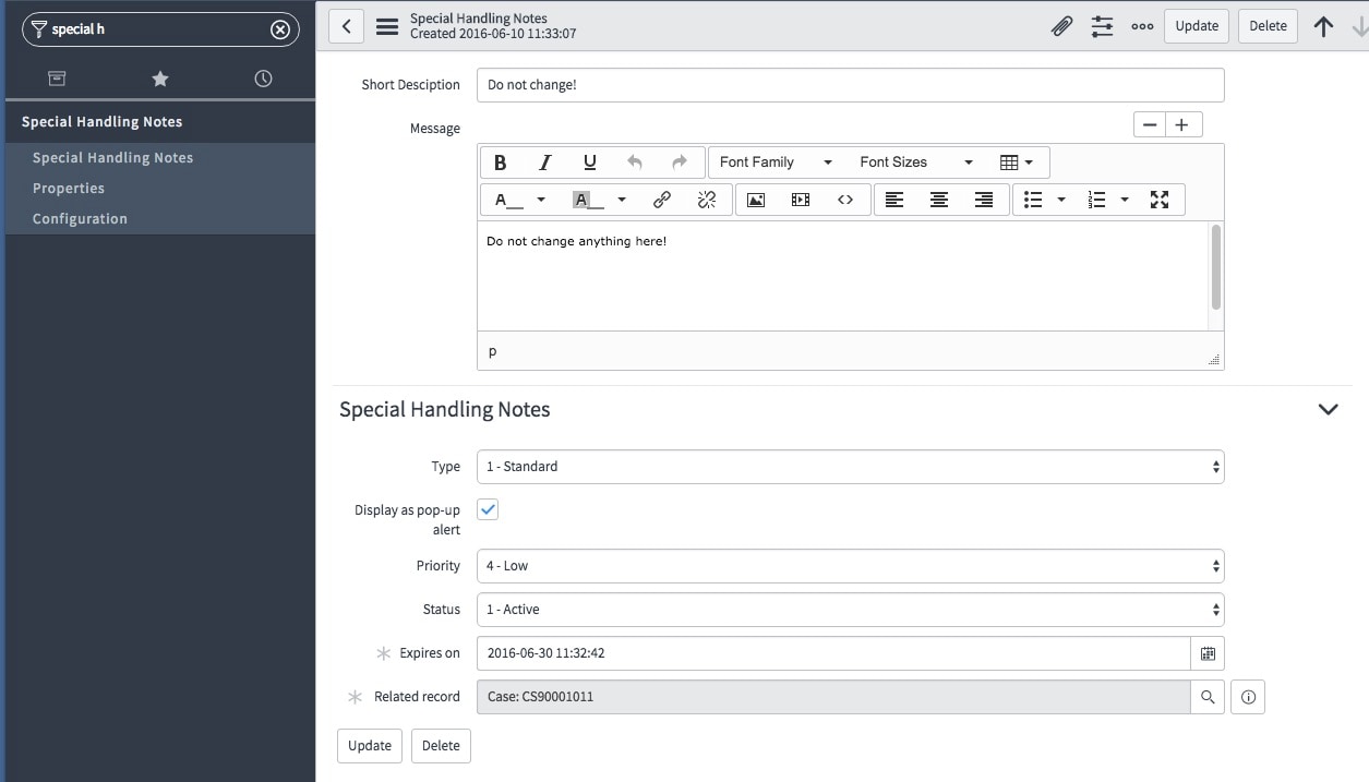 Solved: Special Handling Notes not displaying in CSM Case - ServiceNow ...