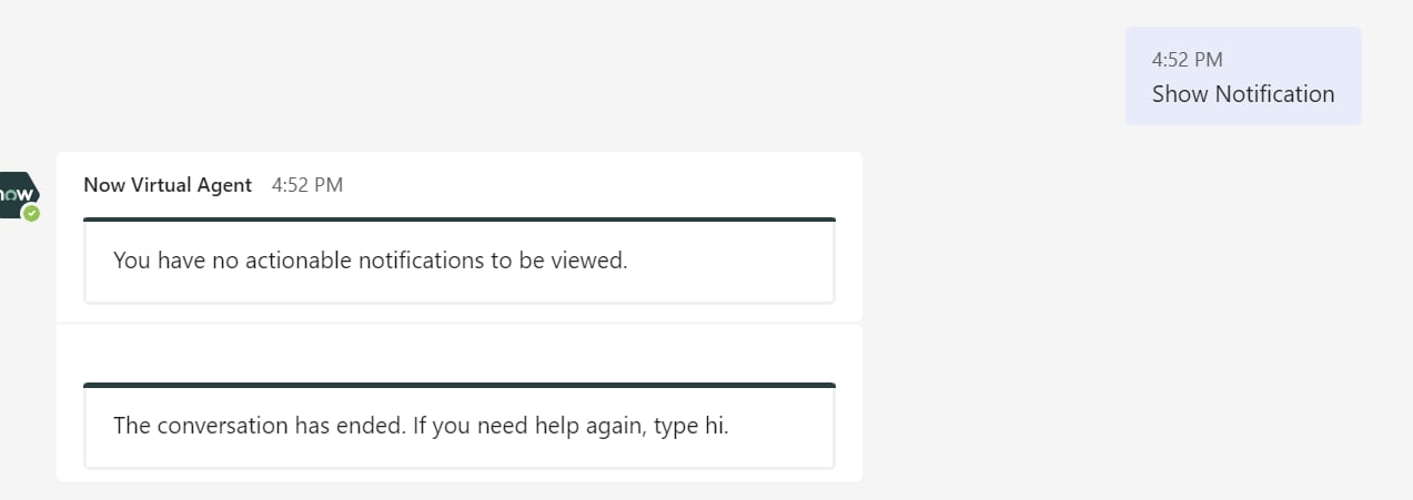 Notification cannot send to Now Virtual Agent - ServiceNow Community
