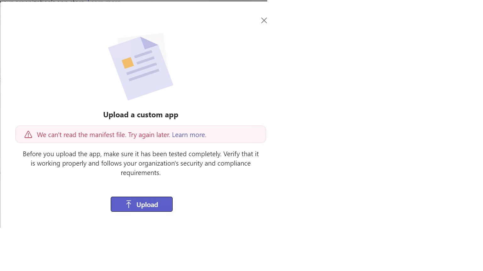 Error when uploading Manifest file - ServiceNow Community