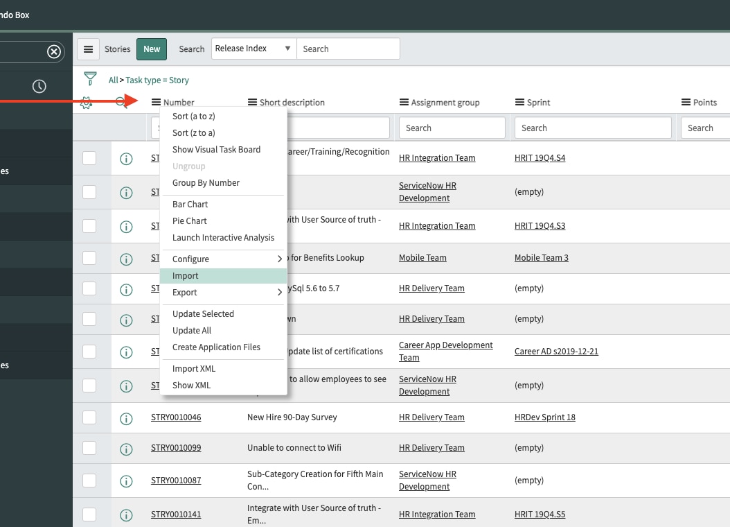 create excel template servicenow