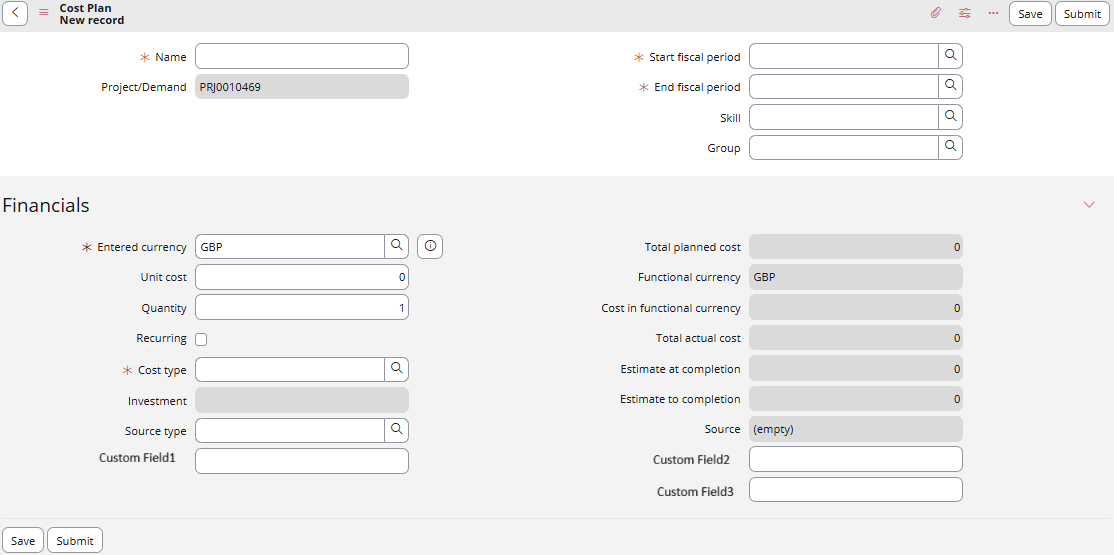 Solved: Additional cost plan fields in Project Planning co ...