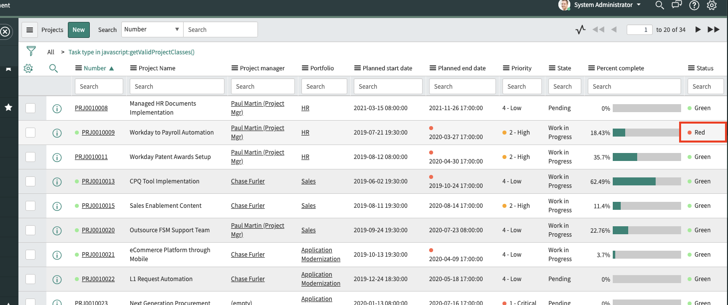 Project Status Color is auto calculated? - ServiceNow Community