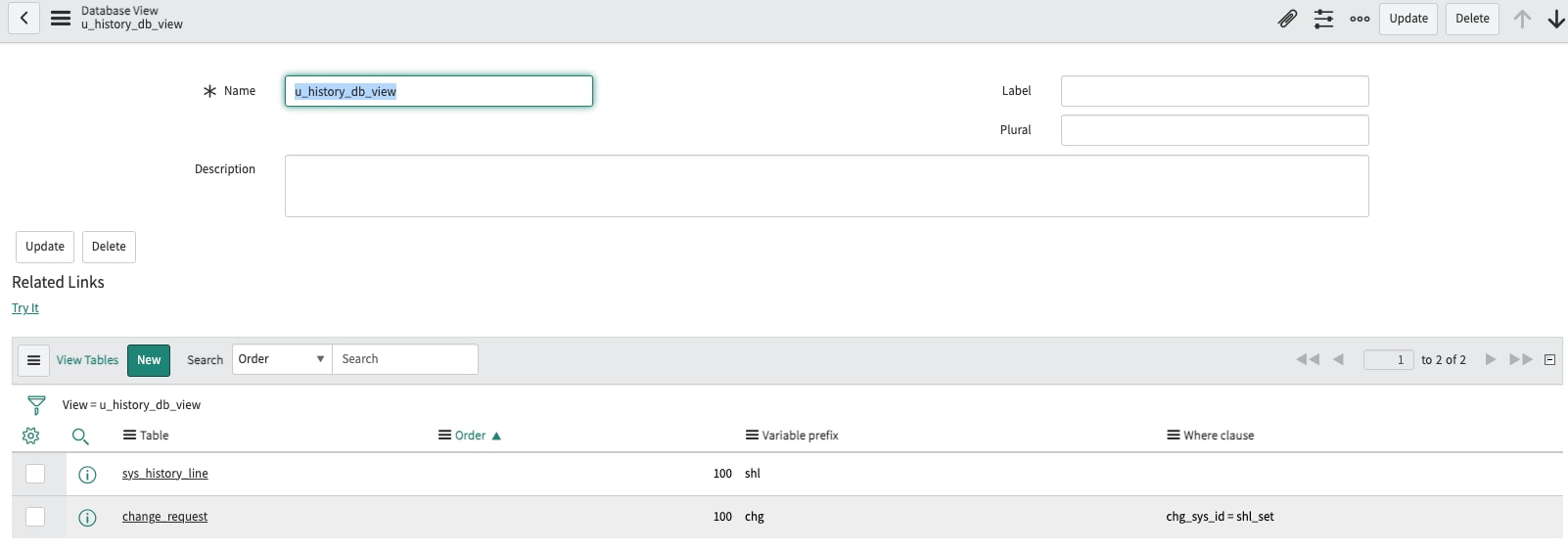 Need help with a database view between CHG records... - ServiceNow ...