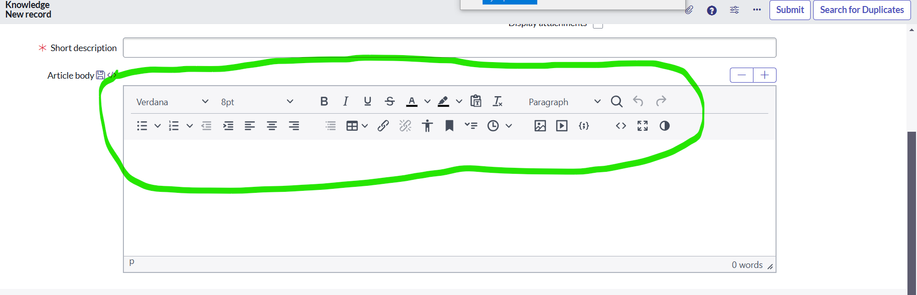 HTML Editor Toolbar Missing Items. - ServiceNow Community